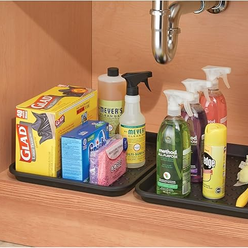 Plastic Under Sink Mat Tray for Kitchen Cabinet, Bathroom, Entryways, Office, Mudroom, College Dorm