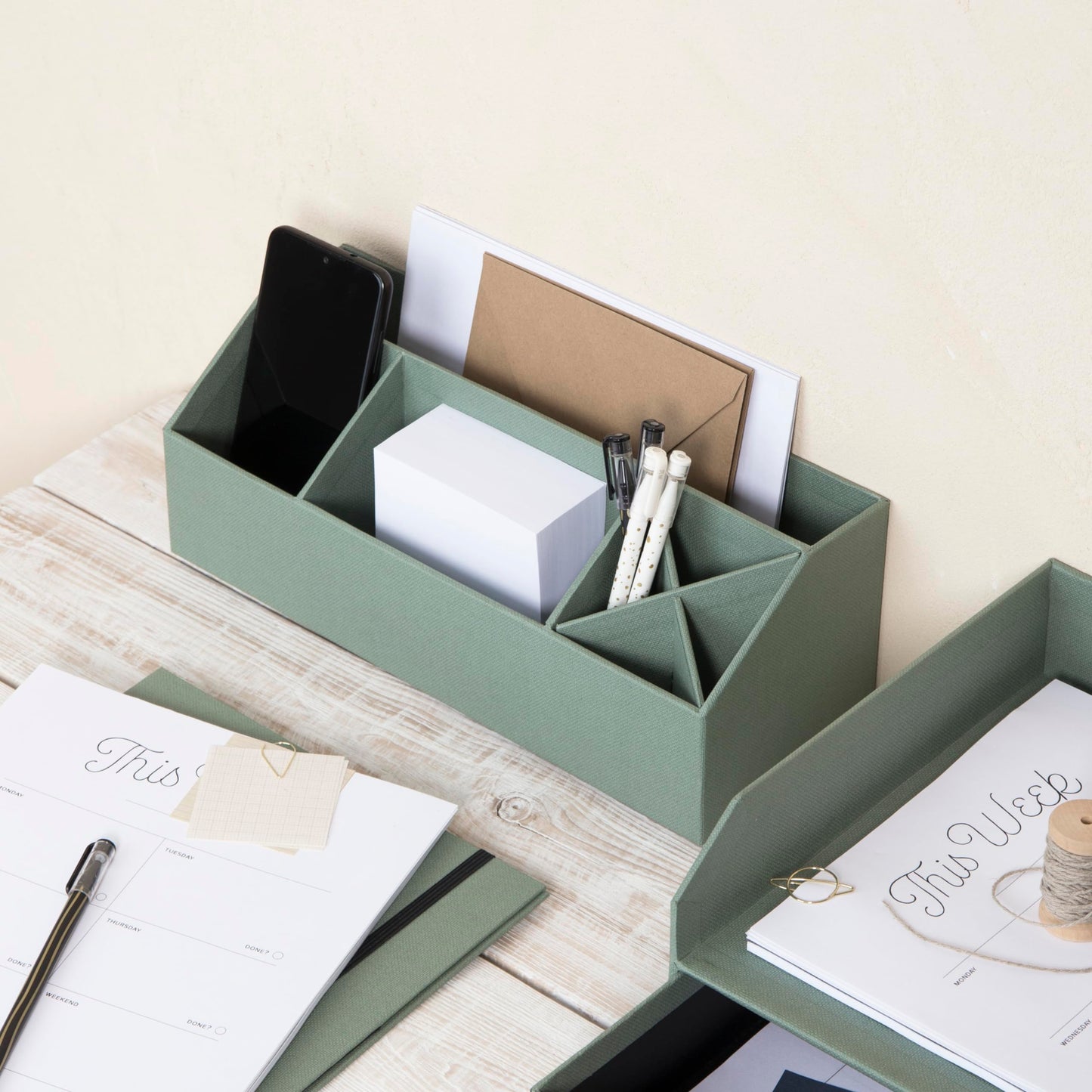 Elisa Desk Top Organiser- Soft Teal