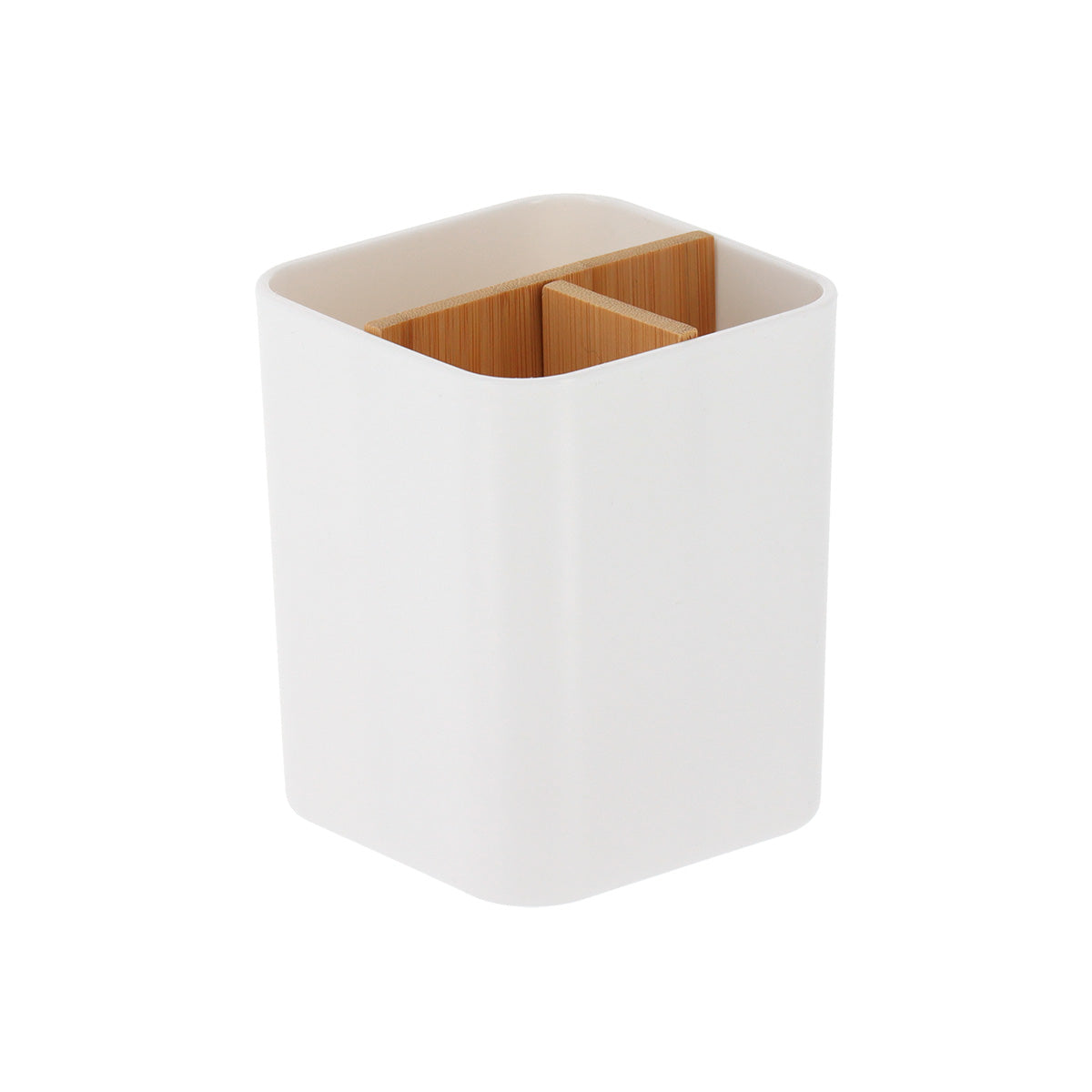 White Plastic & Bamboo Organiers- Various Sizes - The Organised Store
