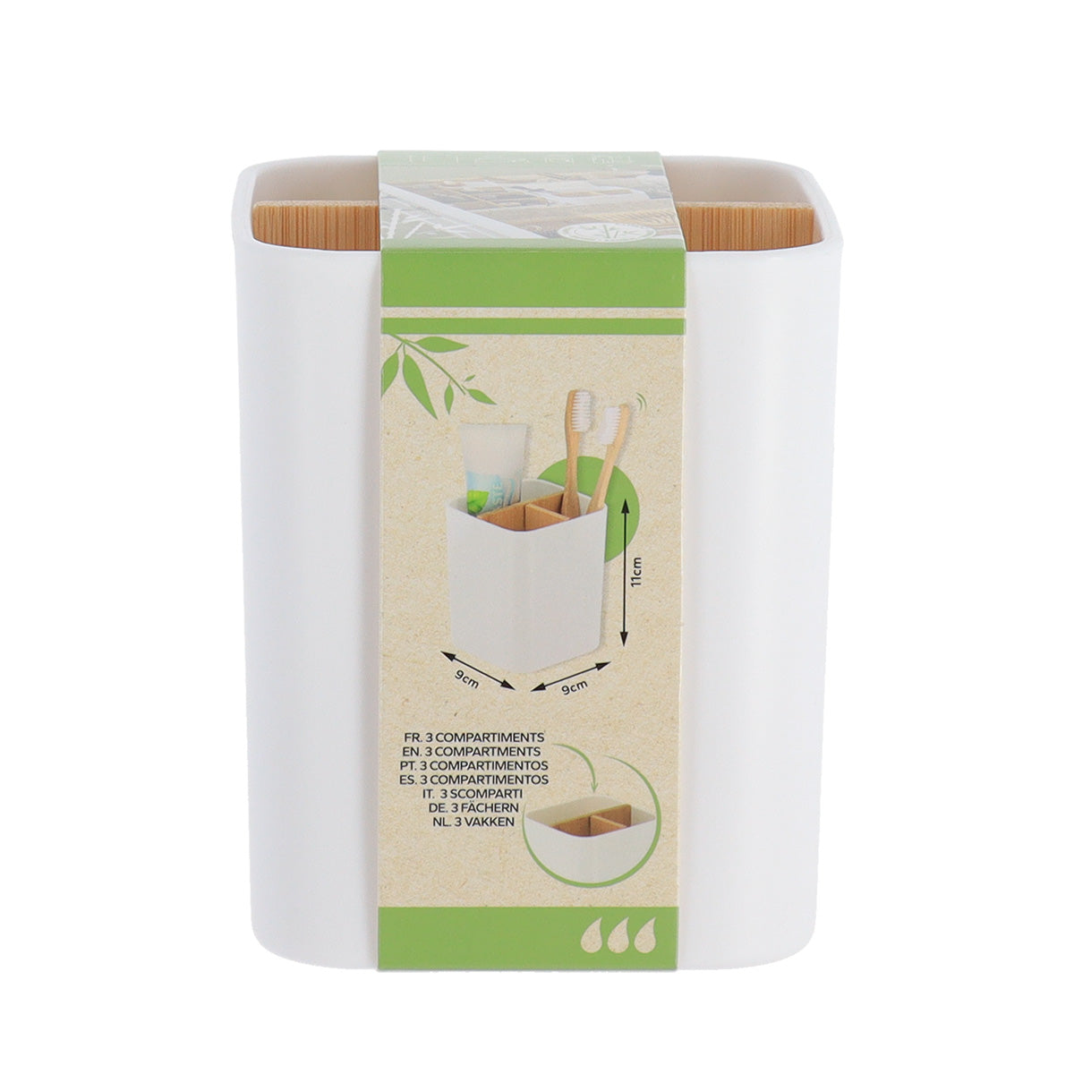 White Plastic & Bamboo Organiers- Various Sizes - The Organised Store