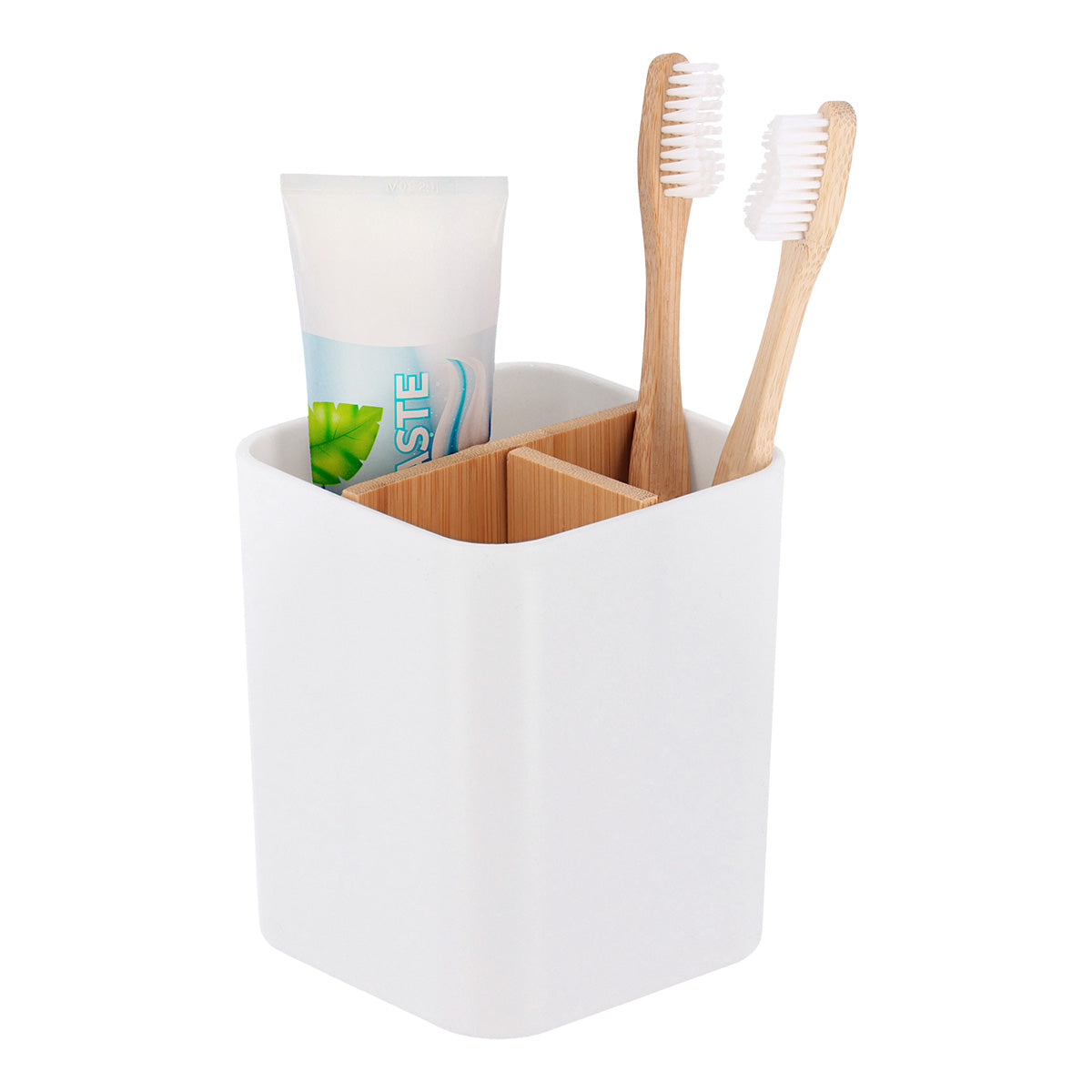 White Plastic & Bamboo Organiers- Various Sizes - The Organised Store