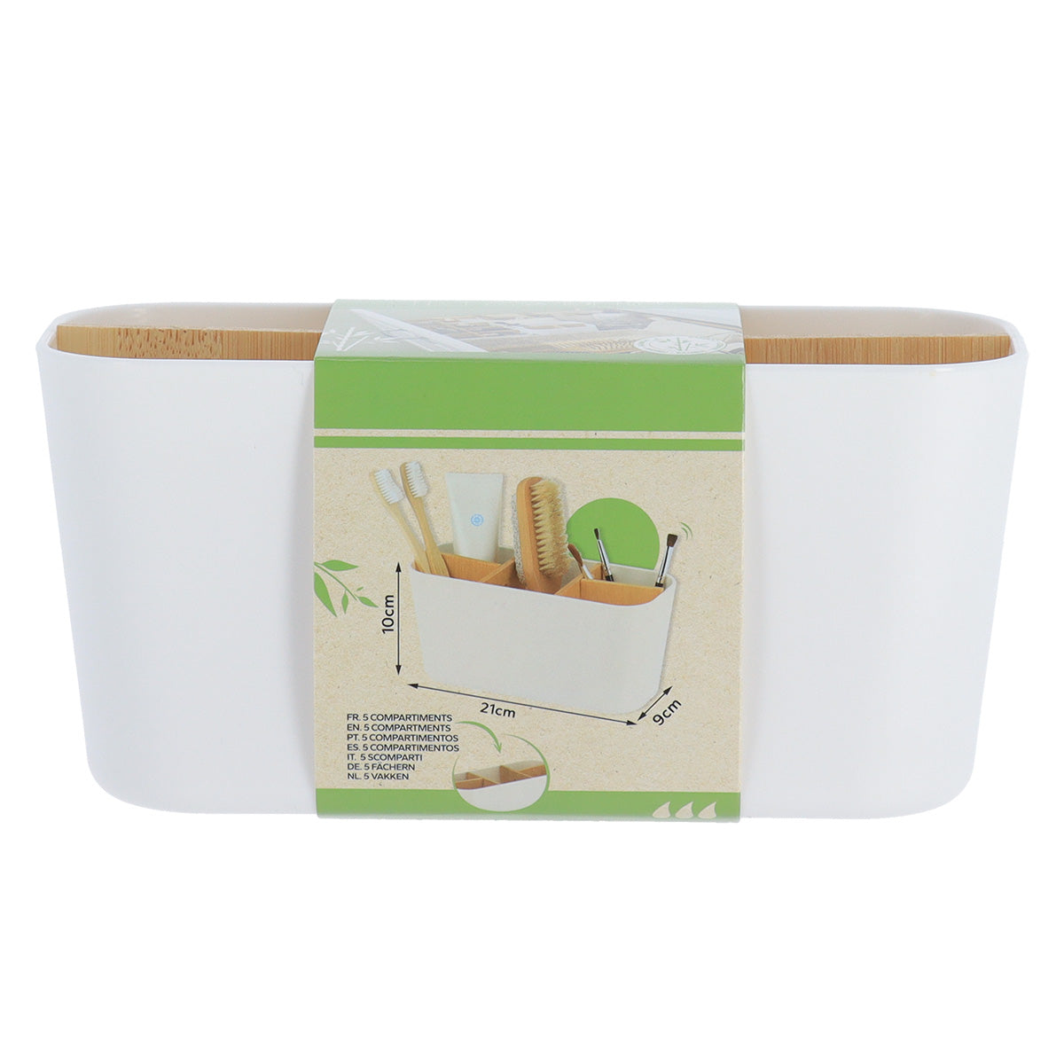 White Plastic & Bamboo Organiers- Various Sizes - The Organised Store