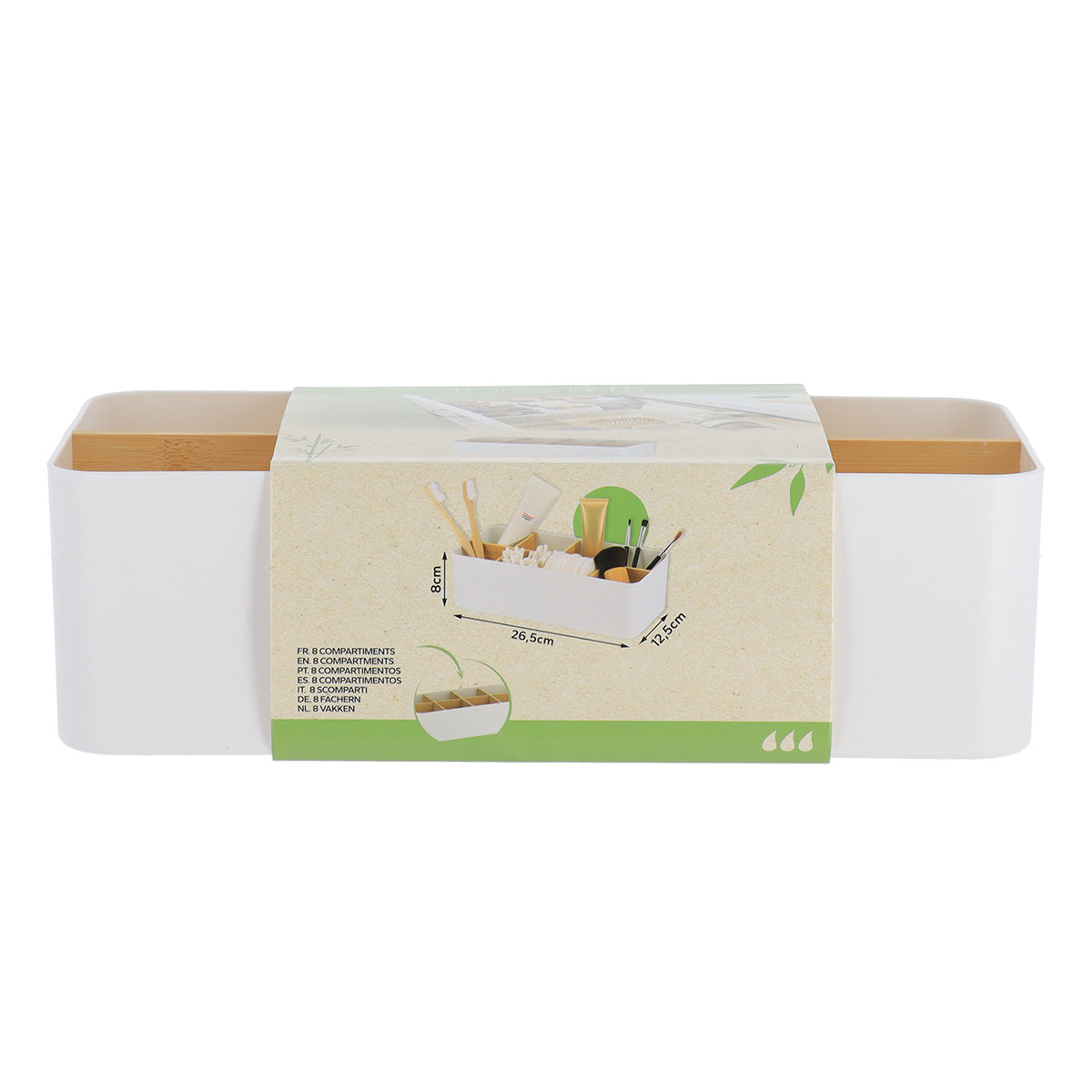 White Plastic & Bamboo Organiers- Various Sizes - The Organised Store