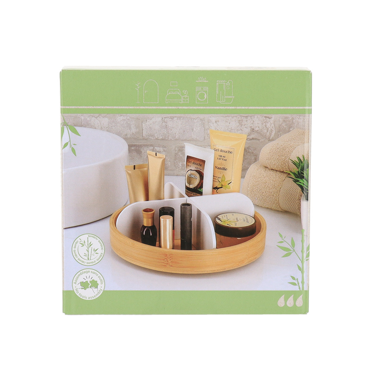 Bamboo Rotating Tray- Matt White- Single ot 2 Tiered - The Organised Store