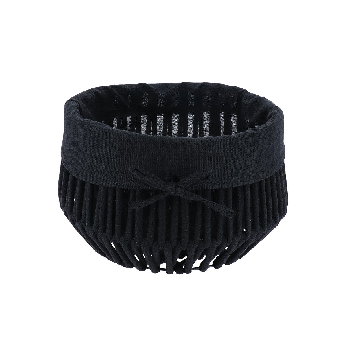 Rope Effect Round Polyester Firm Baskets with Internal Removable Lining-Black