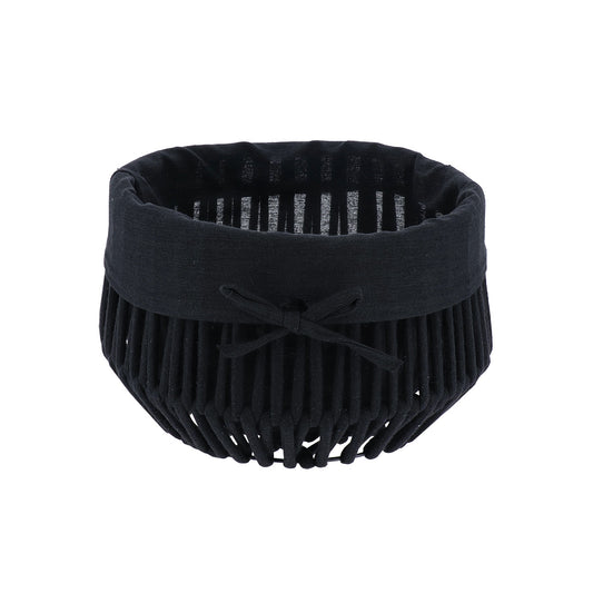 Rope Effect Round Polyester Firm Baskets with Internal Removable Lining-Black