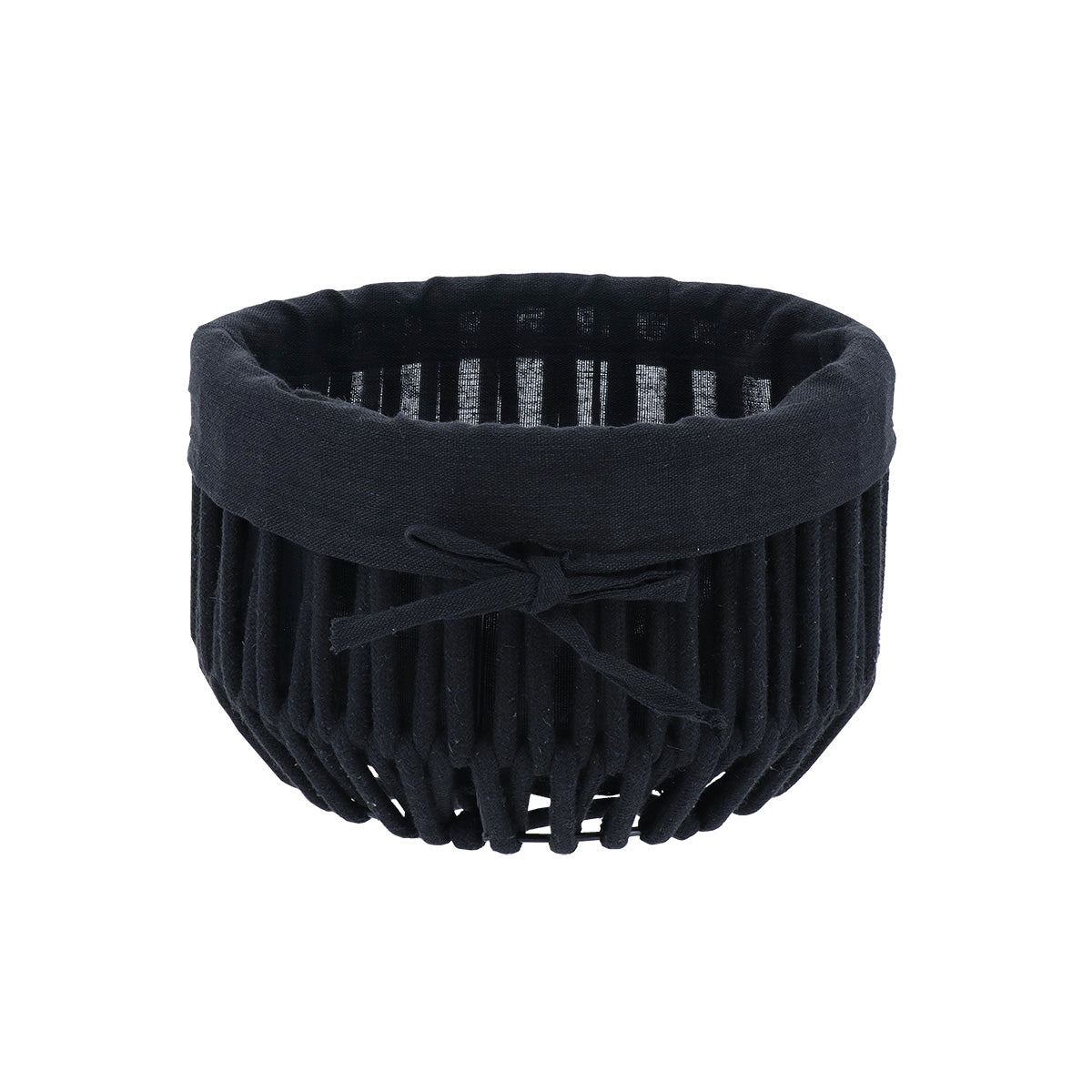 Rope Effect Round Polyester Firm Baskets with Internal Removable Lining-Black