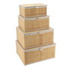 Set Of 4 Rectangular Storage Baskets With Lid - Bamboo - 2 Colours