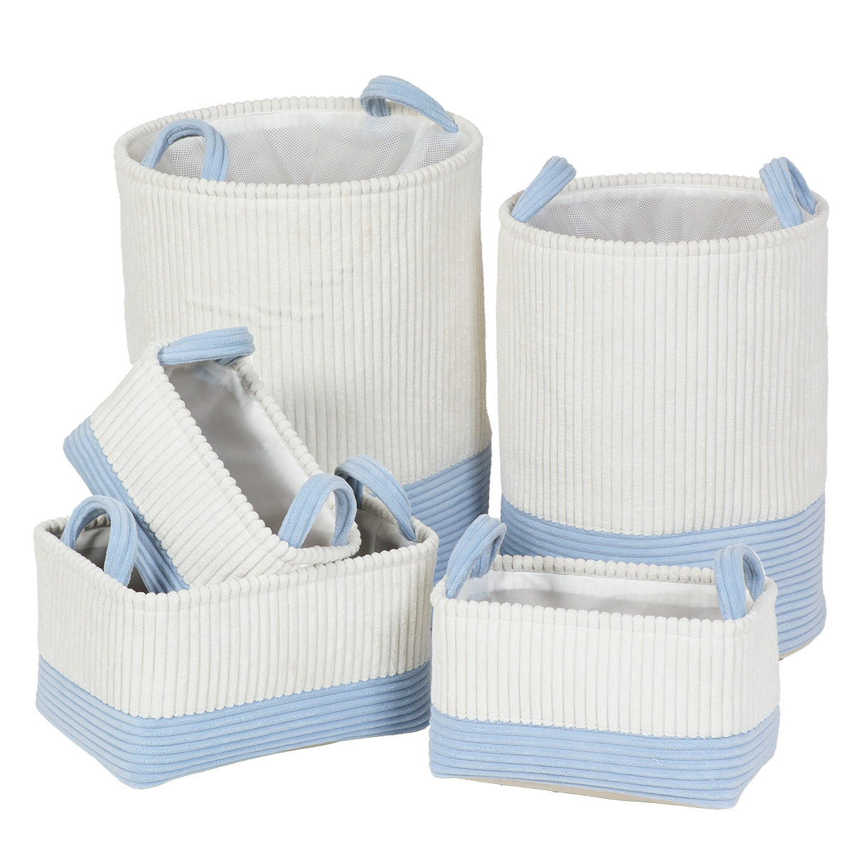Velvet Effect, Bicolor Baskets With Handles - Various Sizes