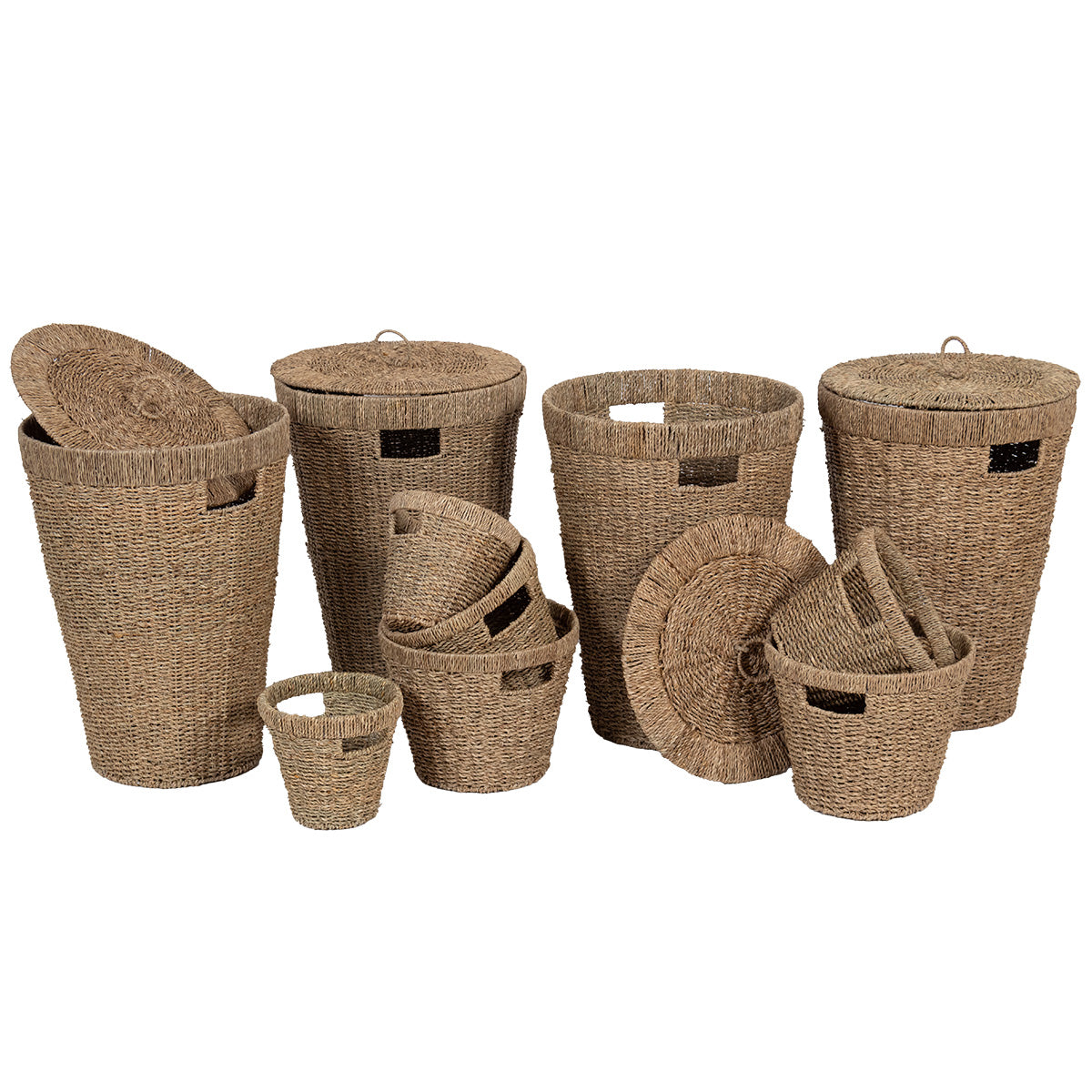 Round Baskets in Vegetable Material - Various Sizes - Natural