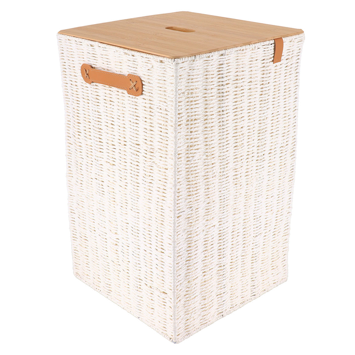 Paper/Metal Laundry Basket With Bamboo Lid - White - Various Sizes
