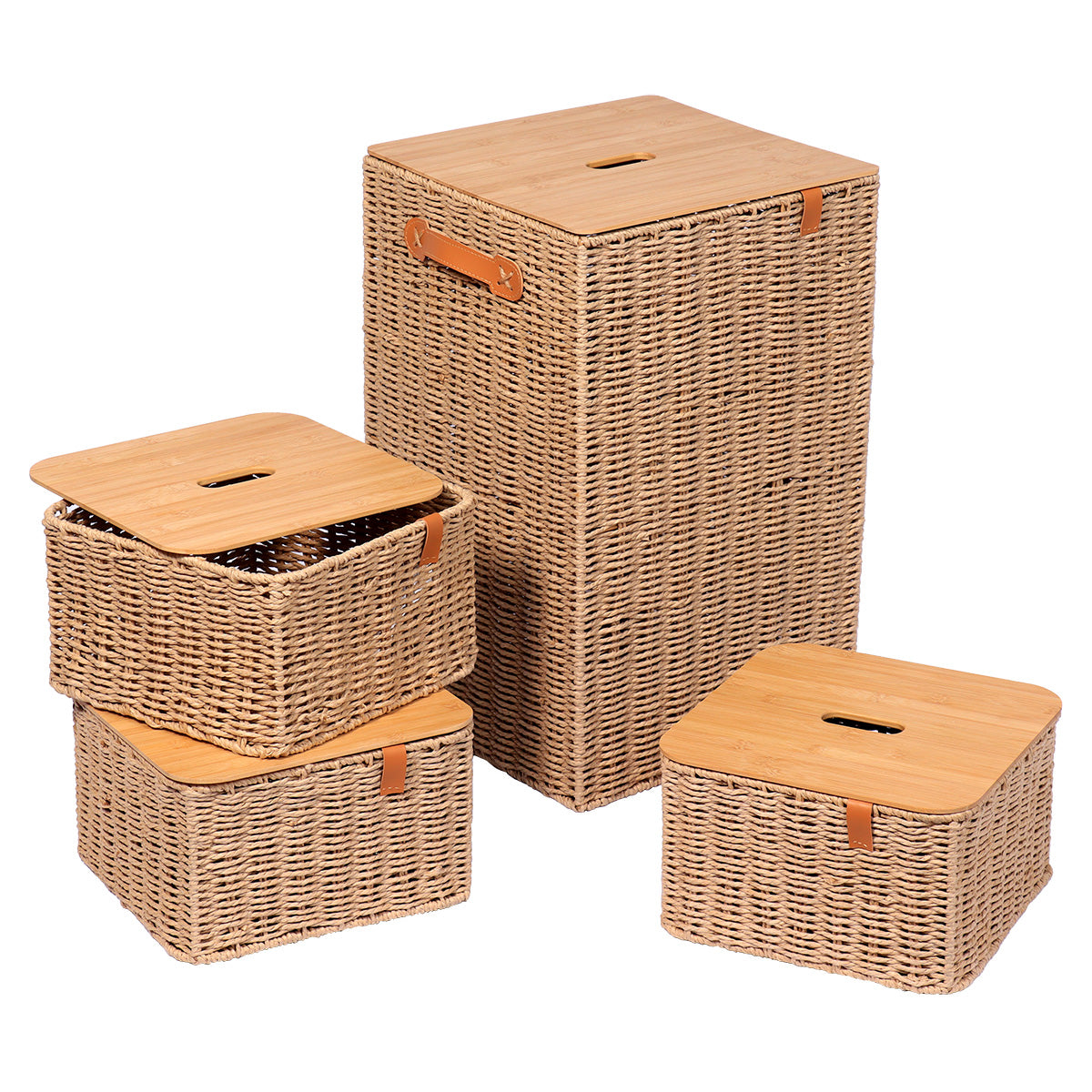 Paper/Metal Laundry Basket With Bamboo Lid - Natural - Various Sizes