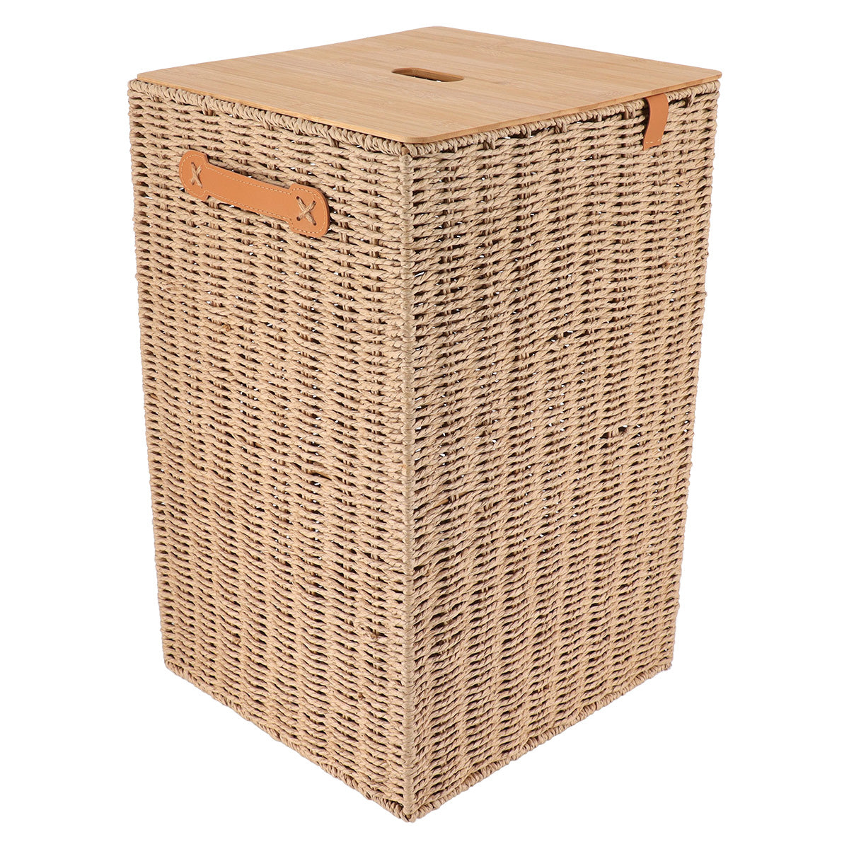 Paper/Metal Laundry Basket With Bamboo Lid - Natural - Various Sizes