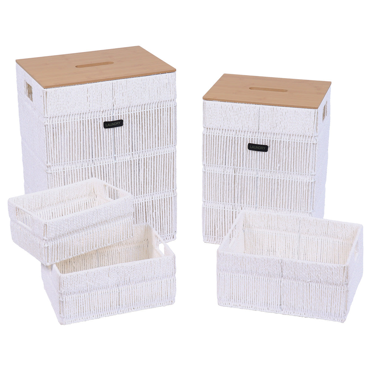 Paper/Metal Rectangular Baskets, White - Various Sizes