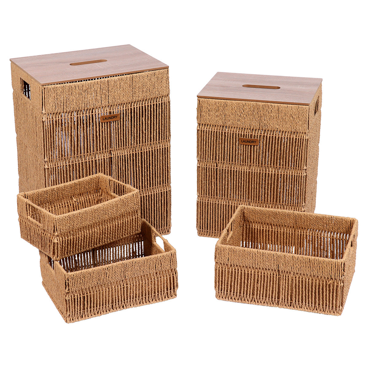 Paper/Metal Rectangular Baskets, Natural - Various Sizes