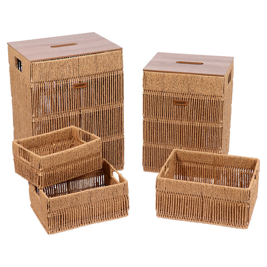 Paper/Metal Rectangular Baskets, Natural - Various Sizes