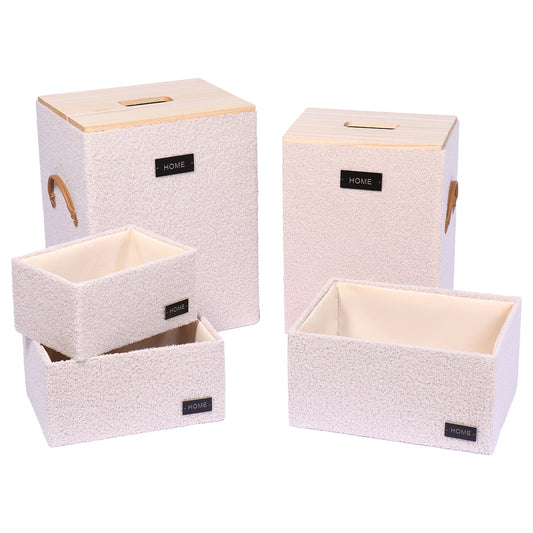 Polyester Velvet Effect Baskets, Beige - Various Sizes