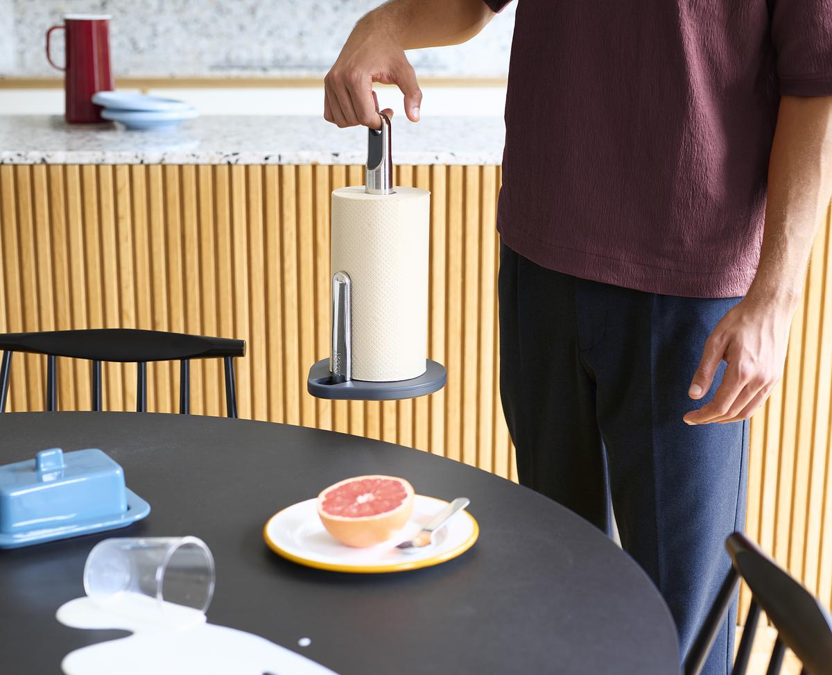 Hold- Grey Kitchen Roll Holder - The Organised Store