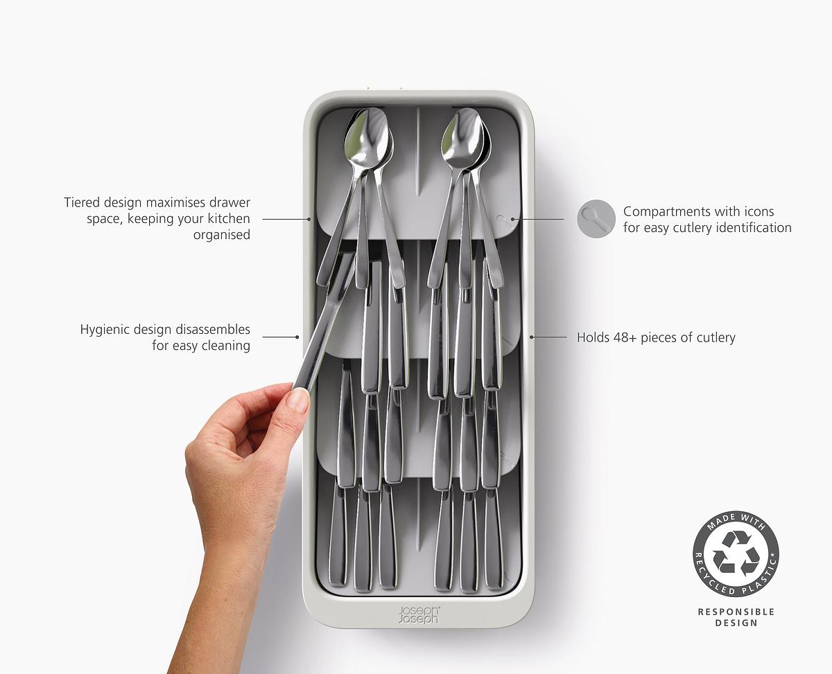 DrawerStore™ Large Tiered Cutlery Organiser - The Organised Store