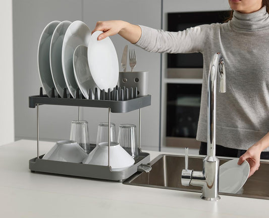 Duo 2-Tier Dish Rack - Grey