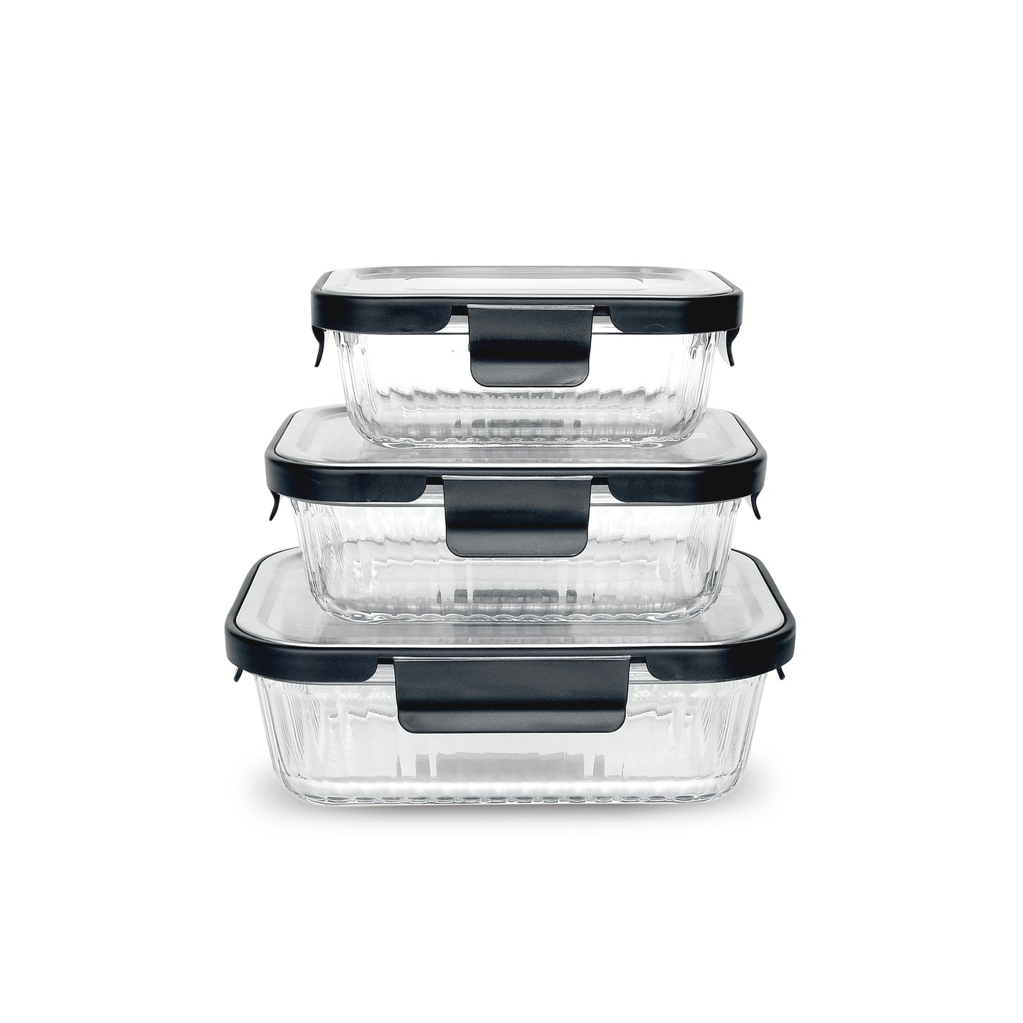 Glass Rectangle Food Storage with Stainless Steel Lid- Various Sizes