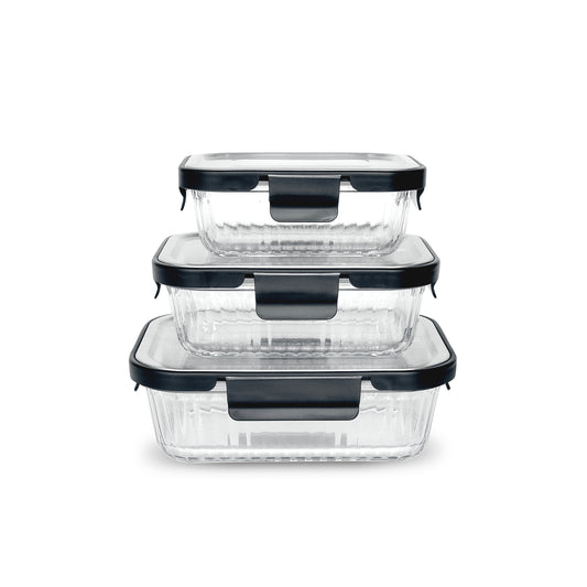 Glass Rectangle Food Storage with Stainless Steel Lid- Various Sizes