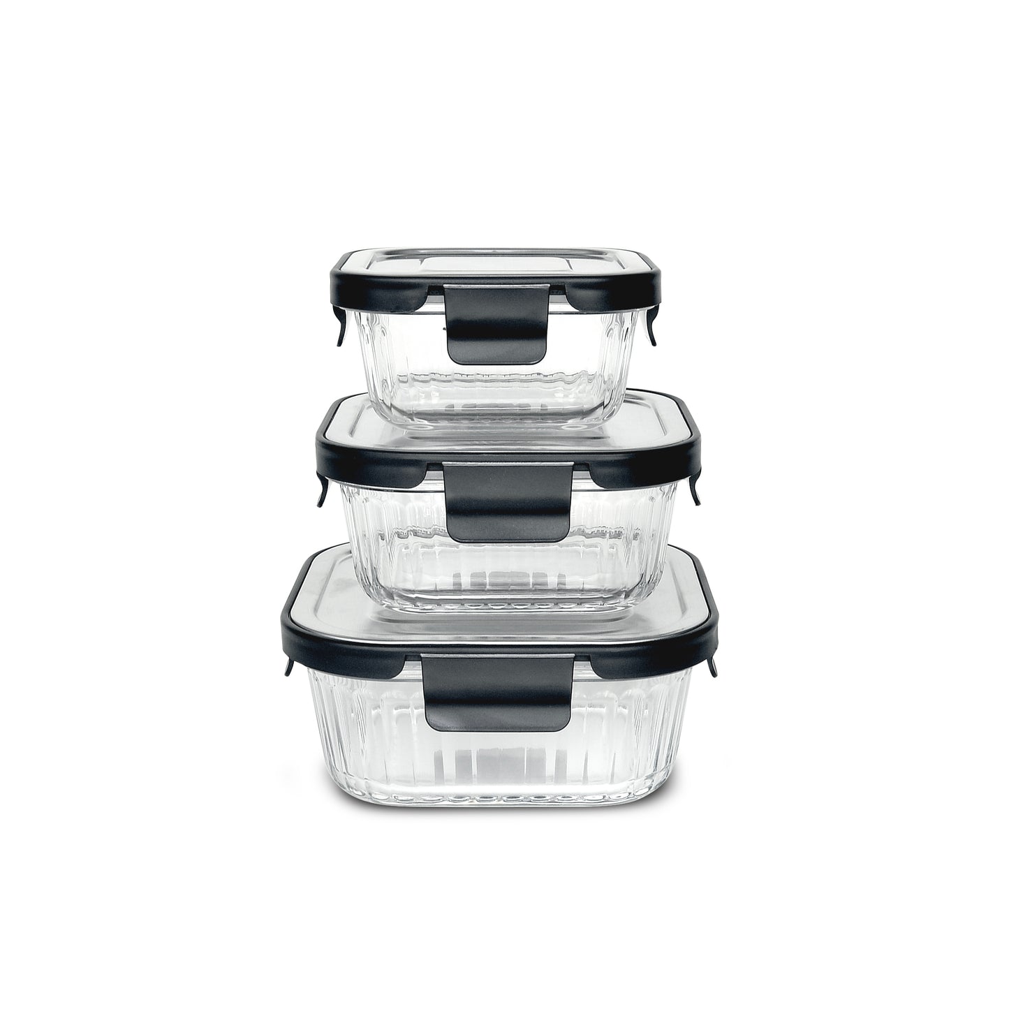 Glass Square Container with Steel Lid -Various Sizes