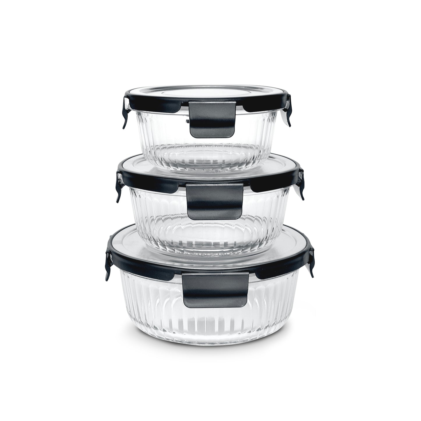 Rouns Small Glass Container with Stainless steel lid-400ml