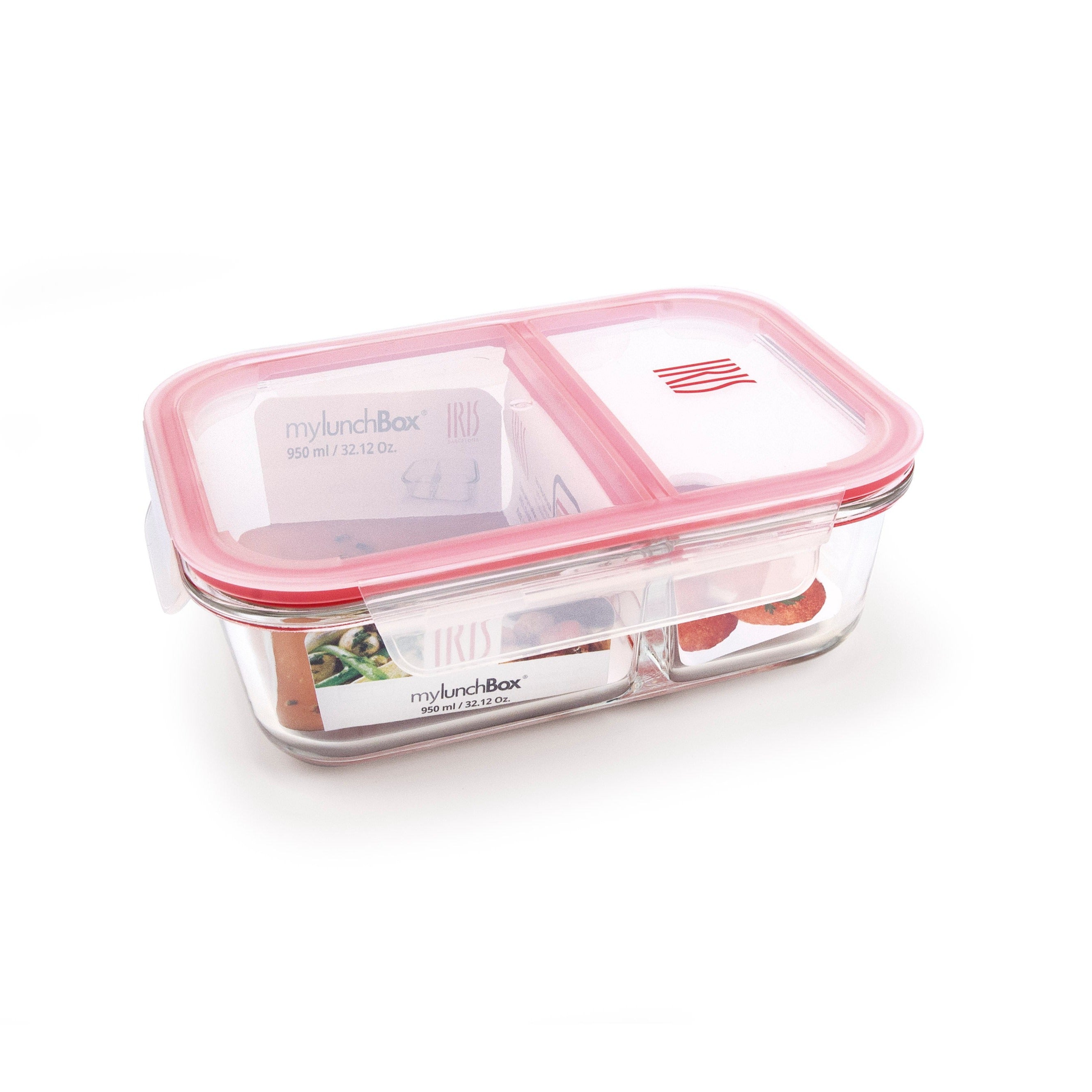 Iris Barcelona 2-Fach Glasbehälter Mit Edelstahl – 950 Ml, Ofen- & Mikrowellengeeignet, Spülmaschinenfest – Ideal Für Meal Prep & Lunchbox