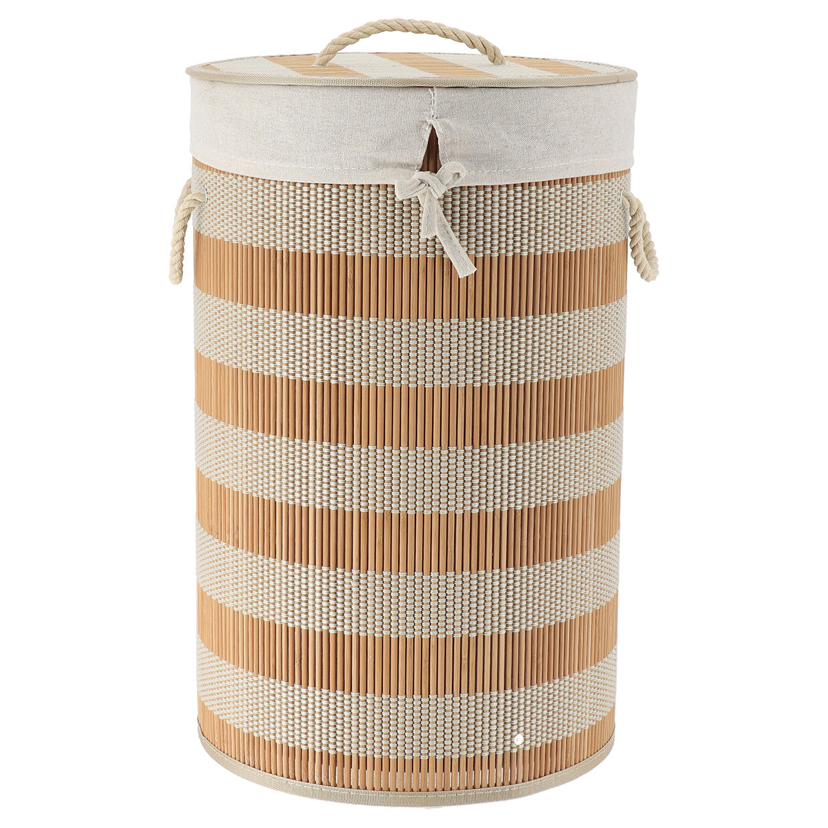 Foldable Laundry Hamper with Integrated Lid-Natural