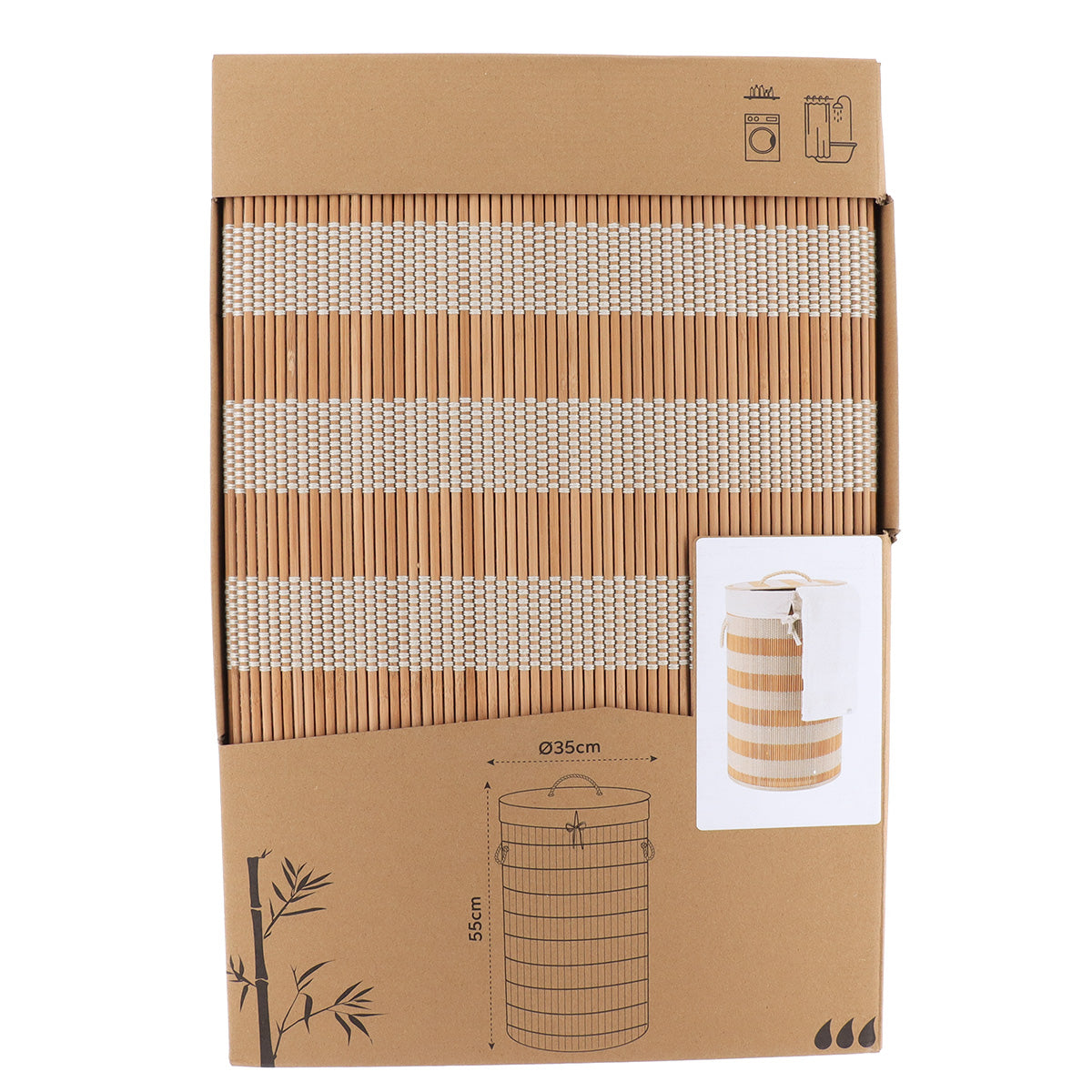 Foldable Laundry Hamper with Integrated Lid-Natural