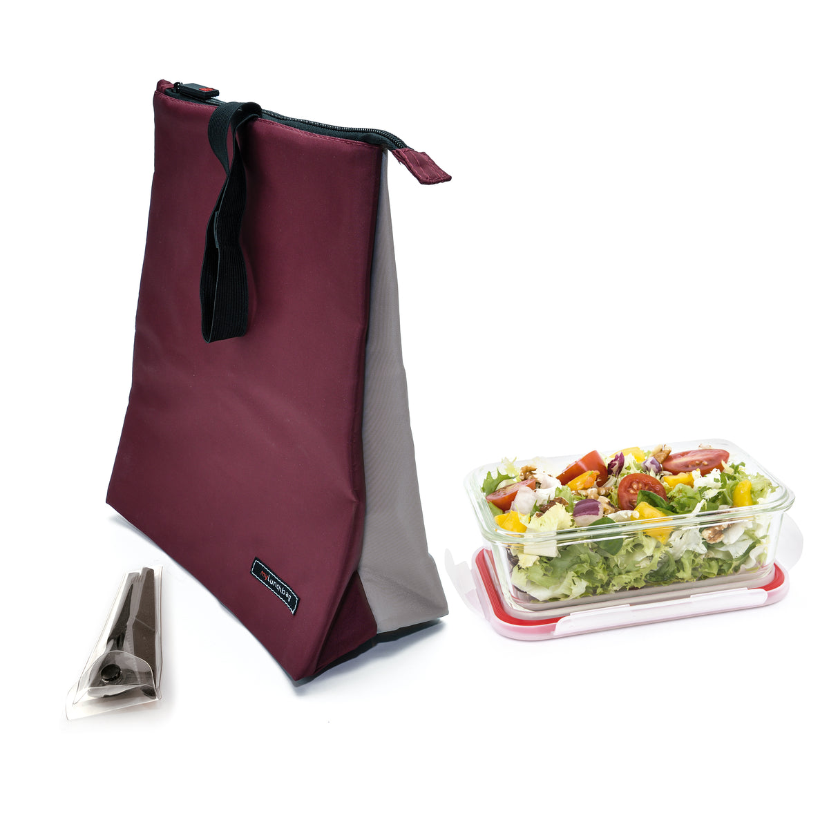 Snack Bag Soft Burgundy & Gray