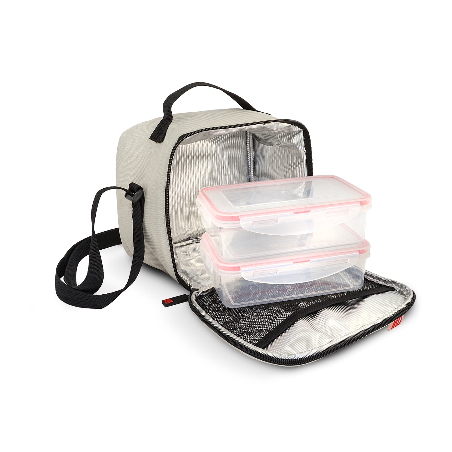 City Printing LunchBag with 2 Conatiners-Beige Dot-4L