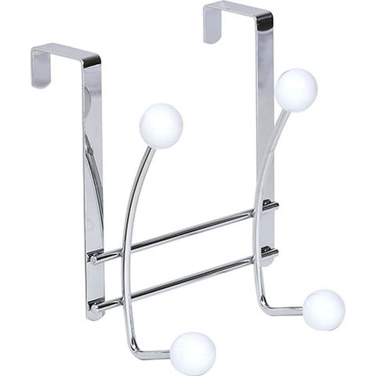 Metal Hook Rack With 4 Ceramic Balls - Chrome/White