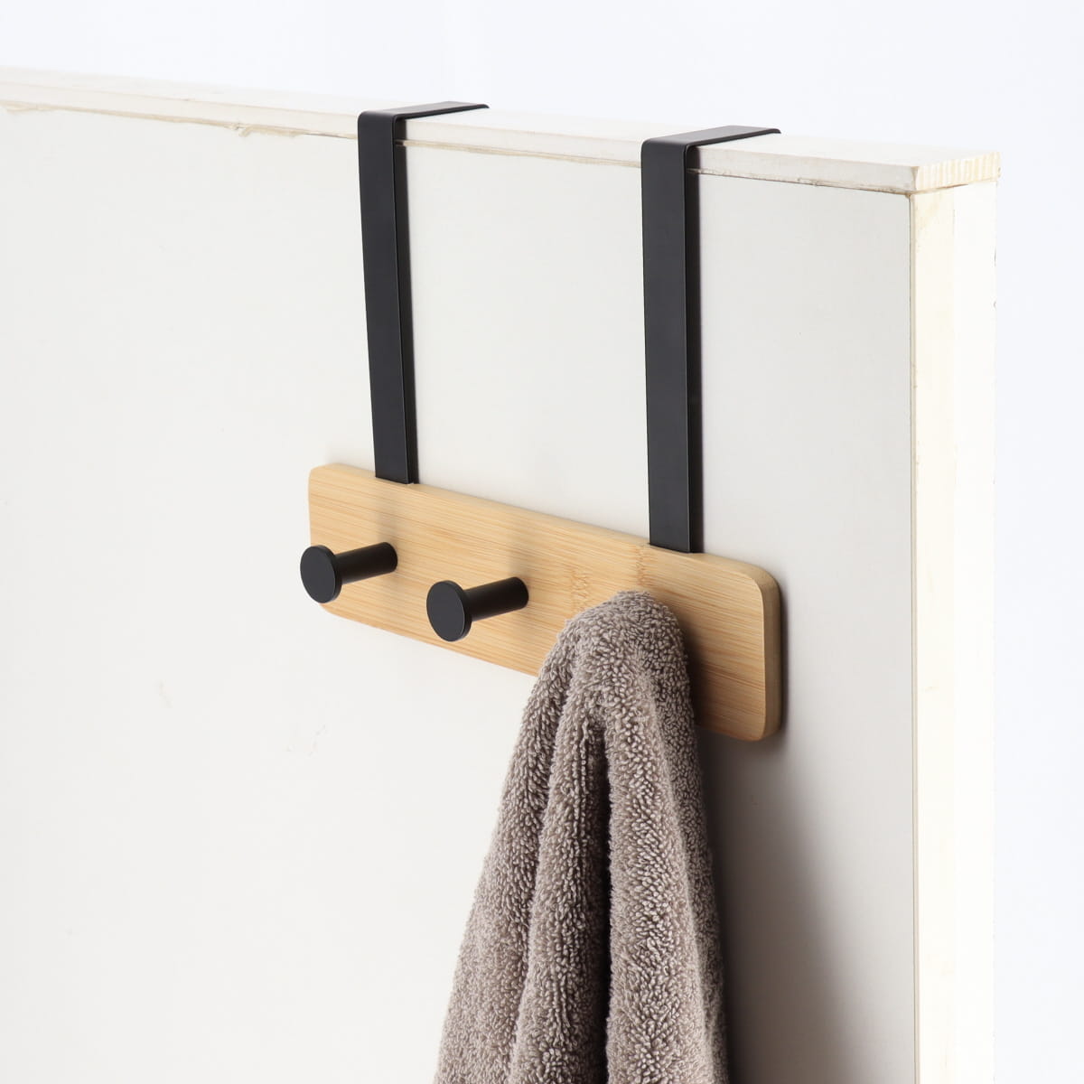 Bamboo & Metal Door Hook- 2 Hook - The Organised Store