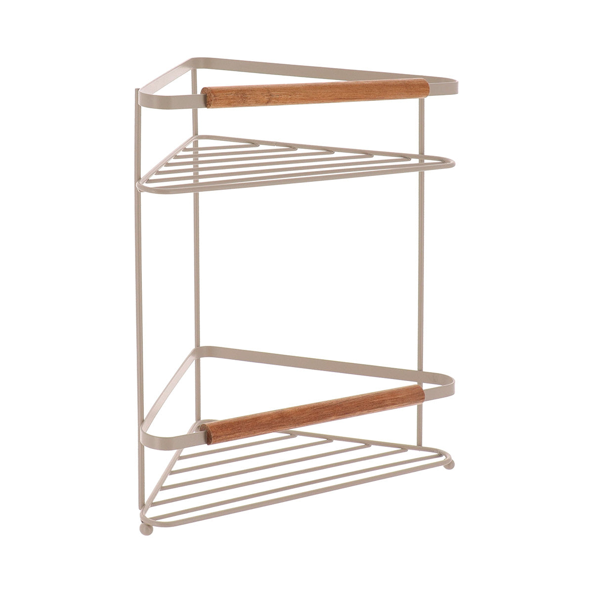 Corner Shelf- Beige Voated & Acacia Wood Trim- Various Sizes