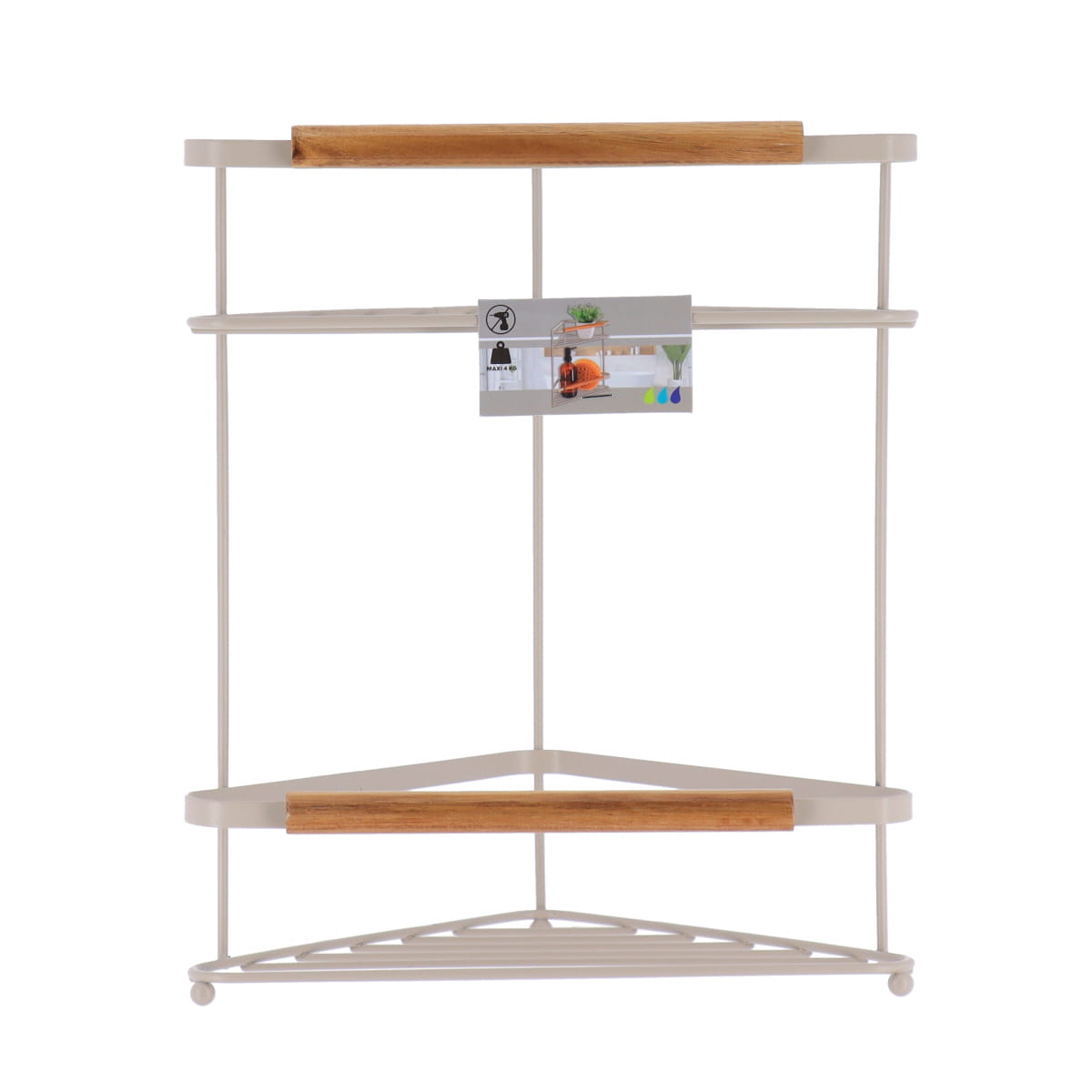 Corner Shelf- Beige Voated & Acacia Wood Trim- Various Sizes
