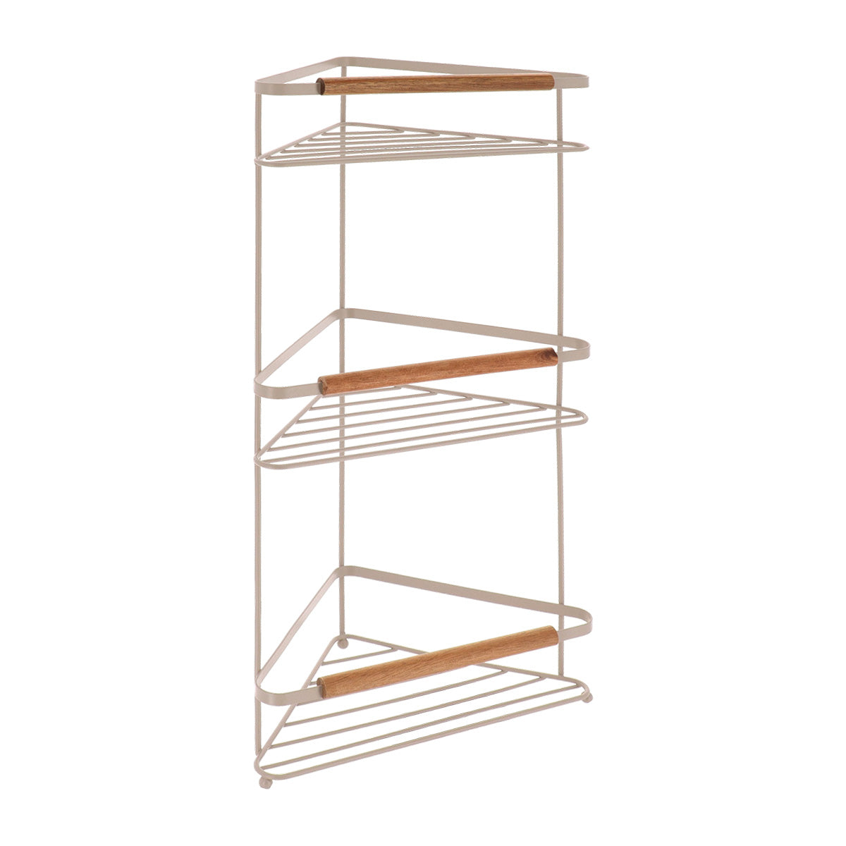 Corner Shelf- Beige Voated & Acacia Wood Trim- Various Sizes