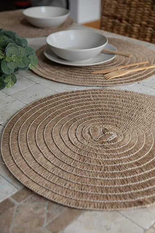 Creative Tops Set of 4 Jute Placemats, Natural Hessian Round Table Mats, 38cm