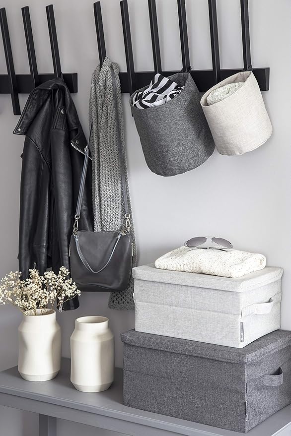 Hanging Basket Storage - Round  & Linen Look - Hanging Storage Solution-Beige-Small - The Organised Store