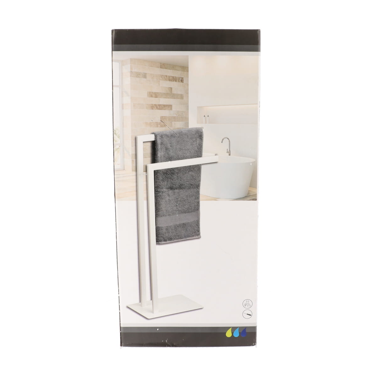 Metal Towel Rack With 2 Arms - White - The Organised Store