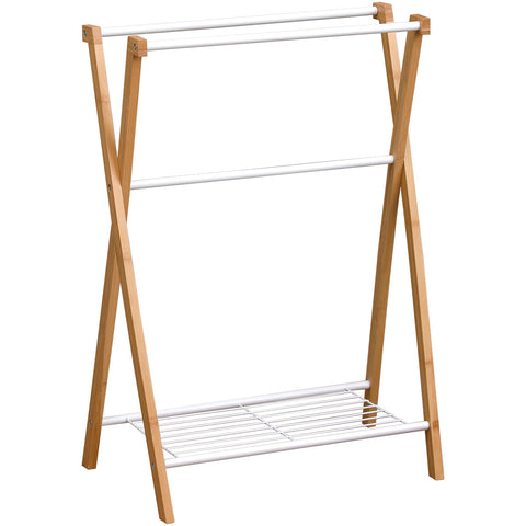 Bamboo furniture + 3MDF Shelves - Bamboo/White