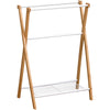 Bamboo/Metal Towel Rack With Three Bars And One Shelf - Bamboo/White