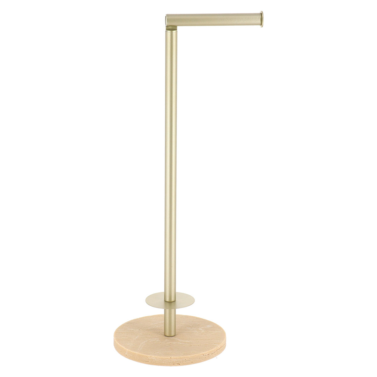 Toilet Roll Holder- Polyresin Metal Gold Effect Stand with Travertine Effect Base - The Organised Store