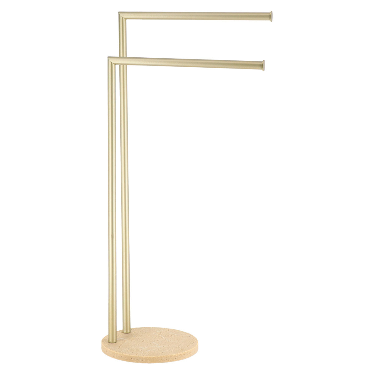 Towel Stand-Gold Effect- 2 Bars with Travertine Base - The Organised Store