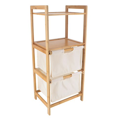 Bamboo Shelves With 2 Polyester Storage Baskets - Black
