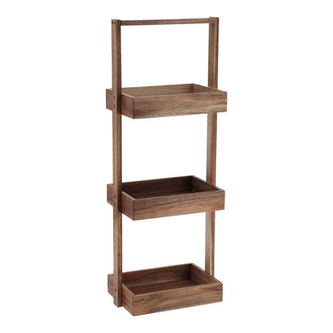 Bamboo Shelves With 2 Polyester Storage Baskets - Natural