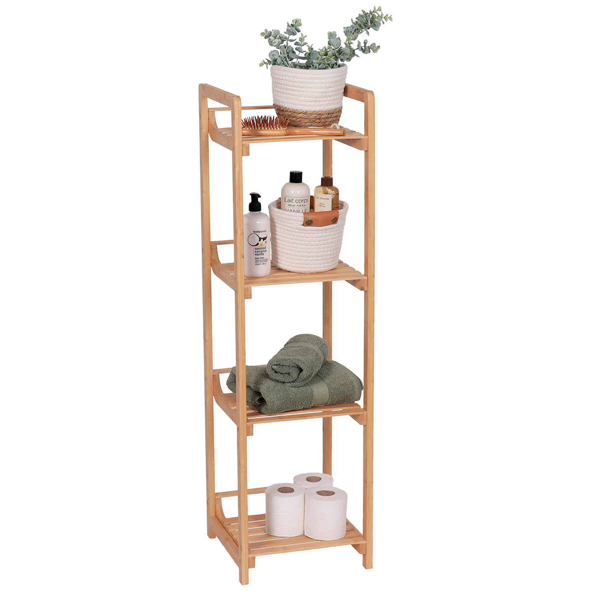 Bamboo Slim Shelves- 4 Shelf - The Organised Store