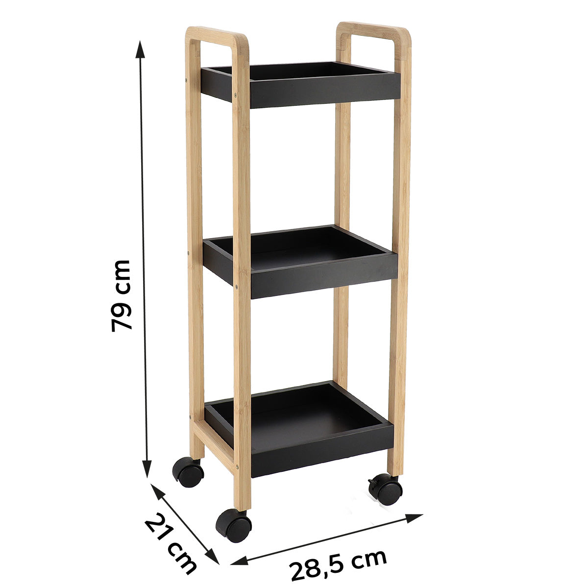 Bamboo & MDF Trolley with 3 shelves