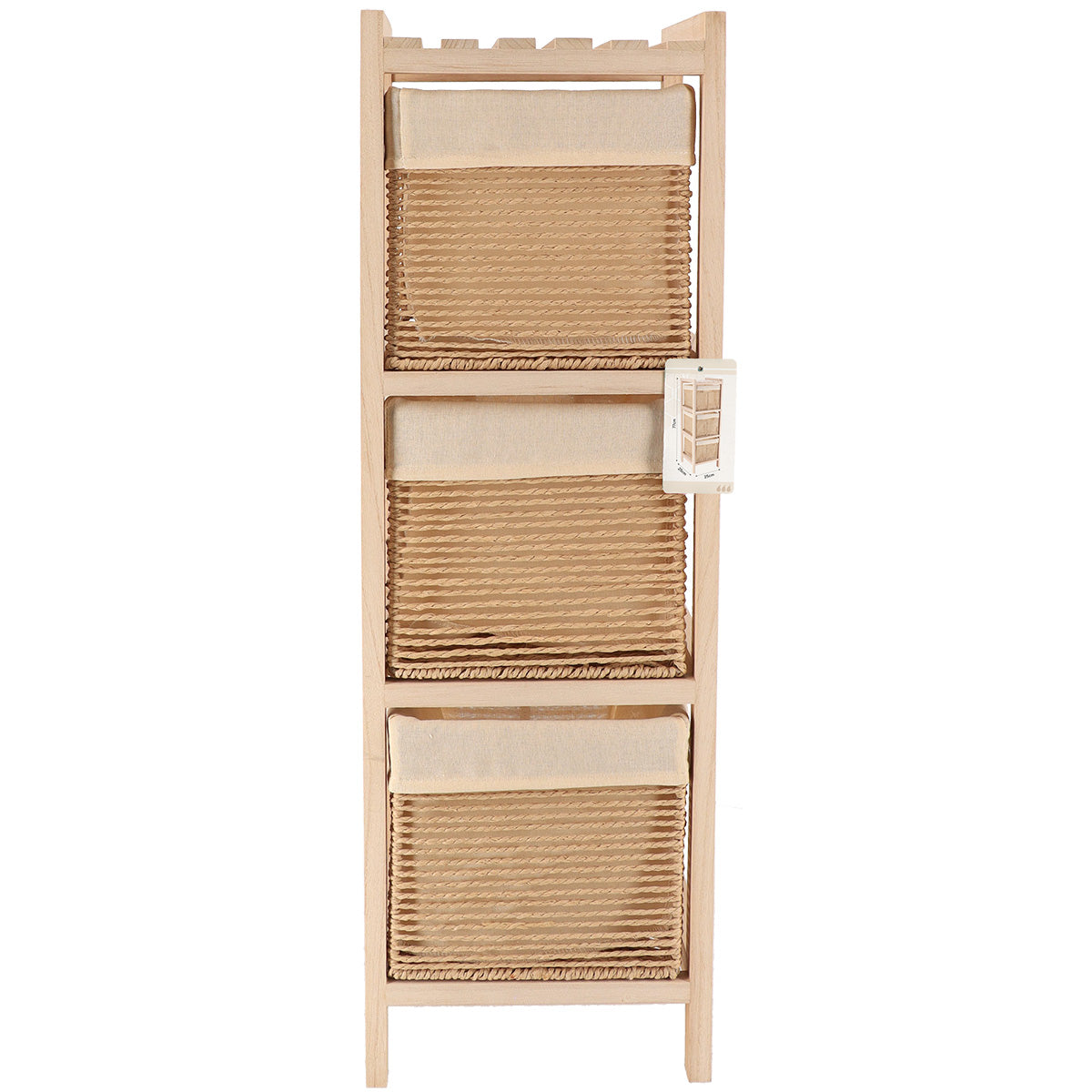 Paulownia Wood Furniture with 3 Rope baskets- Natural